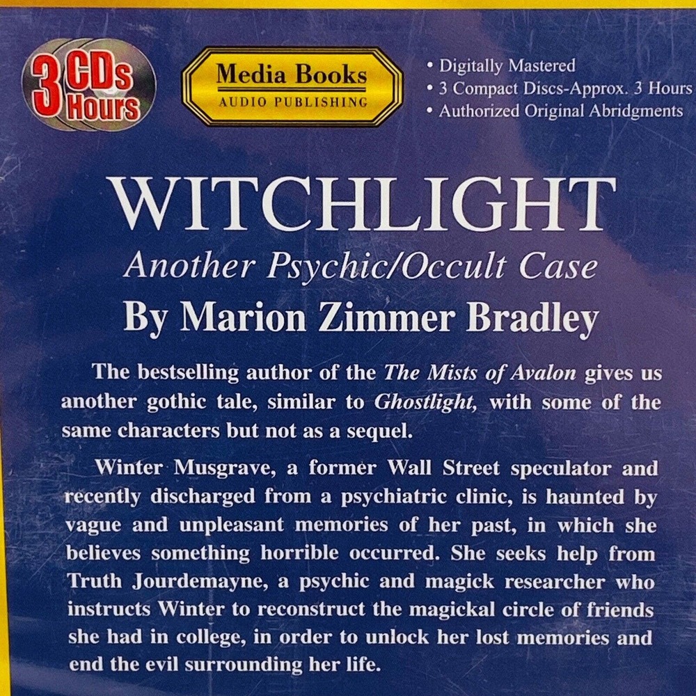 Witchlight CD Audio Book Marion Zimmer Bradley 3 Discs 1996 - Picture 3 of 3